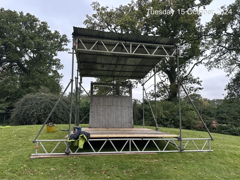 Temporary covered stage by A&S Scaffolding